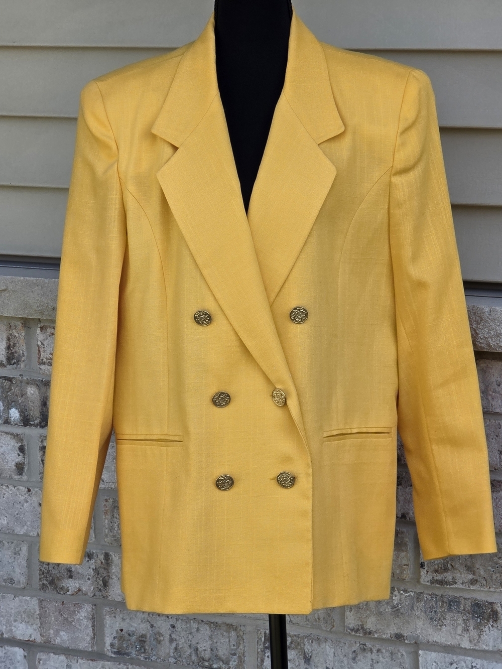 Vintage Yellow Gold Button Power Blazer Made USA